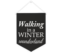 Yelolyio Striscione in tela con scritta "Walking In A Winter Wonderland", 30,5 x 40,6 cm, motivazionale, da appendere alla parete, decorazione da parete per camera da letto, cameretta dei bambini
