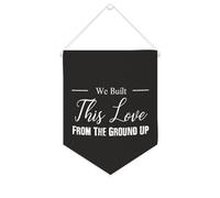 Yelolyio Striscione in tela con scritta "We Built This Love From The Ground Up", 25,4 x 30,5 cm, motivazionale, da appendere alla parete, decorazione da parete per camera da letto, cameretta dei