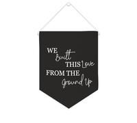 Yelolyio Striscione in tela con scritta "We Built This Love From The Ground Up", 25,4 x 30,5 cm, motivazionale, da appendere alla parete, decorazione da parete per camera da letto, cameretta dei