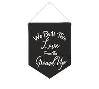 Yelolyio Striscione in tela con scritta "We Built This Love From The Ground Up", 25,4 x 30,5 cm, motivazionale, da appendere alla parete, decorazione da parete per camera da letto, cameretta dei