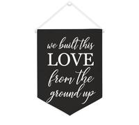 Yelolyio Striscione in tela con scritta "We Built This Love From The Ground Up", 30,5 x 40,6 cm, motivazionale, da appendere alla parete, decorazione da parete per camera da letto, cameretta dei