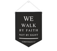 Yelolyio Striscione in tela con scritta "We Walk by Faith Not by Sight Corinthians 5:7", 30,5 x 40,6 cm, motivazionale, da appendere alla parete, decorazione da parete per camera da letto, cameretta