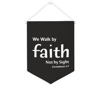 Yelolyio Striscione in tela con scritta "We Walk by Faith Not by Sight Corinthians 5:7", 30,5 x 40,6 cm, motivazionale, da appendere alla parete, decorazione da parete per camera da letto, cameretta
