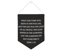 Yelolyio Striscione in tela con scritta "What has Come Into Being in Him Was Life", 25,4 x 30,5 cm, motivazionale, da appendere alla parete, decorazione da parete per camera da letto, cameretta dei