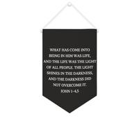 Yelolyio Striscione in tela con scritta "What has Come Into Being in Him Was Life", 25,4 x 38,1 cm, motivazionale, da appendere alla parete, decorazione da parete per camera da letto, cameretta dei