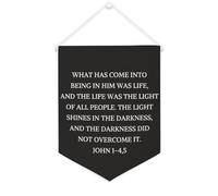 Yelolyio Striscione in tela con scritta "What has Come Into Being in Him Was Life", 30,5 x 40,6 cm, motivazionale, da appendere alla parete, decorazione da parete per camera da letto, cameretta dei