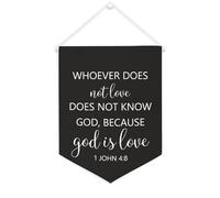 Yelolyio Striscione in tela con scritta "Whoever Does Not Love Does Not Know God", 30,5 x 40,6 cm, motivazionale, da appendere alla parete, decorazione da parete per camera da letto, cameretta dei