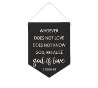Yelolyio Striscione in tela con scritta "Whoever Does Not Love Does Not Know God,because God Is Love", 25,4 x 30,5 cm, motivazionale da appendere alla parete, decorazione da parete per camera da letto
