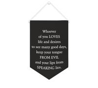 Yelolyio Striscione in tela con scritta "Whoever of You Loves Life And Desires to See Many Good Days", 25,4 x 38,1 cm, motivazionale, da appendere alla parete, decorazione da parete per camera da