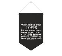 Yelolyio Striscione in tela con scritta "Whoever of You Loves Life And Desires to See Many Good Days", 25,4 x 38,1 cm, motivazionale, da appendere alla parete, decorazione da parete per camera da