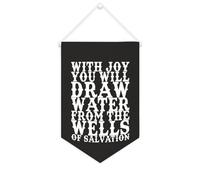Yelolyio Striscione in tela con scritta "With Joy You Will Draw Water from the Wells of Salvation", 25,4 x 38,1 cm, motivazionale, da appendere alla parete, decorazione decorativa per camera da letto