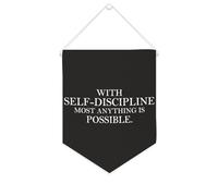 Yelolyio Striscione in tela con scritta "With Self-discipline Most Anything Is Possible", da appendere alla parete, decorazione per la casa, per soggiorno, camera da letto, ufficio, regali per le