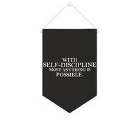 Yelolyio Striscione in tela con scritta "With Self-discipline Most Anything Is Possible", da appendere alla parete, da appendere alla parete, decorazione per la casa, per soggiorno, camera da letto