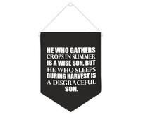 Yelolyio Striscione in tela motivazionale con scritta in lingua inglese "He Who Gathers Crops in Summer Is A Wise Son", 25,4 x 30,5 cm, da appendere alla parete, decorazione decorativa per camera da