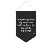 Yelolyio Striscione in tela motivazionale con scritta "Whoever Pursues Righteousness And Love Finds Life", 25,4 x 38,1 cm, da appendere alla parete, decorazione decorativa per camera da letto, asilo e