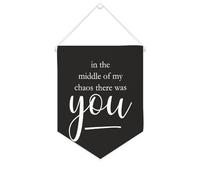 Yelolyio Striscione in tela motivazionale da appendere alla parete, con scritta in inglese "in the Middle of My Chaos There Was You", 25,4 x 30,5 cm, decorazione da parete per camera da letto