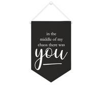 Yelolyio Striscione in tela motivazionale da appendere alla parete, con scritta in inglese "in the Middle of My Chaos There Was You", 25,4 x 38,1 cm, decorazione da parete per camera da letto
