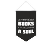 Yelolyio Striscione in tela motivazionale da appendere alla parete, motivo: A Room Without Books Is Like A Body Without A Soul, 25,4 x 38,1 cm, decorazione da parete per camera da letto, cameretta dei