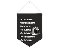 Yelolyio Striscione in tela motivazionale da appendere alla parete, motivo: A Room Without Books Is Like A Body Without A Soul, 25,4 x 30,5 cm, decorazione da parete per camera da letto, asilo nido