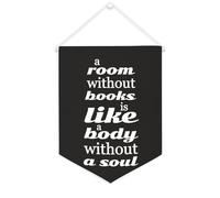 Yelolyio Striscione in tela motivazionale da appendere alla parete, motivo: "A Room Without Books Is Like A Body Without A Soul", 30,5 x 40,6 cm, decorazione da parete decorativa per camera da letto