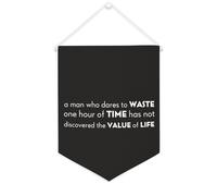 Yelolyio Striscione motivazionale in tela con scritta "A Man Who Dares to Waste One Hour of Time", 30,5 x 40,6 cm, da appendere alla parete, decorazione decorativa per camera da letto, cameretta dei