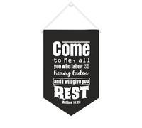 Yelolyio Striscione motivazionale in tela con scritta "Come to me, all you who labor and are heavy laden", 25,4 x 38,1 cm, decorazione da parete decorativa per camera da letto, cameretta dei bambini