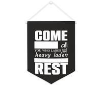 Yelolyio Striscione motivazionale in tela con scritta "Come to me, all you who labor and are heavy laden", 30,5 x 40,6 cm, decorazione da parete decorativa per camera da letto, cameretta dei bambini
