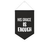 Yelolyio Striscione motivazionale in tela con scritta "His Grace Is Enough", 25 x 38 cm, da appendere alla parete, decorazione da parete per camera da letto, cameretta dei bambini, decorazione per la