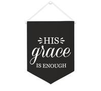 Yelolyio Striscione motivazionale in tela con scritta "His Grace Is Enough", 30,5 x 40,6 cm, da appendere alla parete, decorazione per camera da letto, cameretta dei bambini, decorazione per la casa