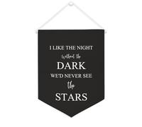 Yelolyio Striscione motivazionale in tela con scritta "I Like The Night Without The Dark We'd Never See The Stars", 30,5 x 40,6 cm, da appendere alla parete, decorazione per camera da letto, cameretta