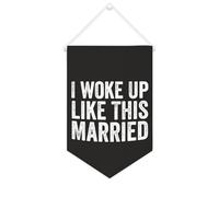Yelolyio Striscione motivazionale in tela con scritta "I Woke Up Like This Married", 25,4 x 38,1 cm, da appendere alla parete, decorazione decorativa per camera da letto, cameretta dei bambini