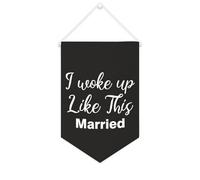 Yelolyio Striscione motivazionale in tela con scritta "I Woke Up Like This Married", 25,4 x 38,1 cm, da appendere alla parete, decorazione decorativa per camera da letto, cameretta dei bambini