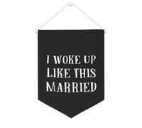 Yelolyio Striscione motivazionale in tela con scritta "I Woke Up Like This Married", 30,5 x 40,6 cm, da appendere alla parete, decorazione decorativa per camera da letto, cameretta dei bambini