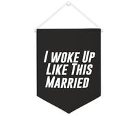 Yelolyio Striscione motivazionale in tela con scritta "I Woke Up Like This Married", 30,5 x 40,6 cm, da appendere alla parete, decorazione decorativa per camera da letto, cameretta dei bambini