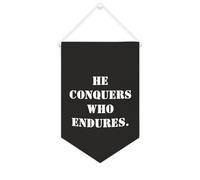 Yelolyio Striscione motivazionale in tela con scritta in lingua inglese "He Conquers Who Endures", 25,4 x 38,1 cm, da appendere alla parete, decorazione per camera da letto, cameretta dei bambini