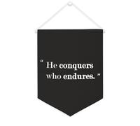 Yelolyio Striscione motivazionale in tela con scritta in lingua inglese "He Conquers Who Endures", 30,5 x 40,6 cm, da appendere alla parete, decorazione per camera da letto, cameretta dei bambini