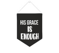 Yelolyio Striscione motivazionale in tela con scritta in lingua inglese "His Grace Is Enough", 25,4 x 30,5 cm, da appendere alla parete, decorazione per camera da letto, cameretta dei bambini