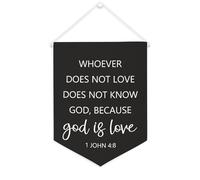 Yelolyio Striscione motivazionale in tela con scritta "Whoever Does Not Love Does Not Know God,because God Is Love", 30,5 x 40,6 cm, da appendere alla parete, decorazione decorativa per camera da