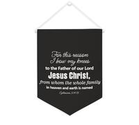 Yelolyio Striscione su tela con scritta in inglese "For This Reason I Bow My Knees to The Father of Our Lord Gesù Cristo", da appendere alla parete, per soggiorno, camera da letto, ufficio