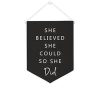 Yelolyio Striscione su tela con scritta in lingua inglese "She Believed,She Could, So She Did", da appendere alla parete, per soggiorno, camera da letto, ufficio, vacanze, 30,5 x 40,6 cm