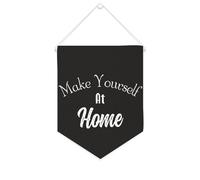 Yelolyio Striscione su tela con scritta "Make Yourself At Home", da appendere alla parete, decorazione per la casa, per soggiorno, camera da letto, ufficio, regali per le vacanze, 25,4 x 30,5 cm