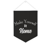 Yelolyio Striscione su tela con scritta "Make Yourself At Home", da appendere alla parete, decorazione per la casa, per soggiorno, camera da letto, ufficio, regali per le vacanze, 30,5 x 40,6 cm