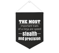 Yelolyio The Most Important Traits of A Ninja Are Speed Stealth And Precision Canvas Banner Inspirational Wall Hanging Flag Banner Wall Wall Home Decorative Artwork for Living Room Bedroom Office
