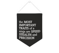 Yelolyio The Most Important Traits of A Ninja Are Speed Stealth And Precision Canvas Banner Inspirational Wall Hanging Flag Banner Wall Wall Home Decorative Artwork for Living Room Bedroom Office