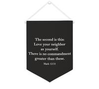 Yelolyio The Second Is This - Striscione motivazionale in tela con scritta "Love Your Neighbor As Yourself", 30,5 x 40,6 cm, decorazione da parete decorativa per camera da letto, cameretta dei bambini