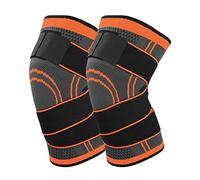 yeloumiss Tutore Ginocchio Compressione Elastica Ginocchiere Sportiva Con Tracolla Regolabile Ginocchiera Per Artrite, Tendinite, Dolore da Artrite, Ginocchiera Rotulea Menisco 2 Pezzi (arancione, L)