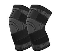 yeloumiss Tutore Ginocchio Compressione Elastica Ginocchiere Sportiva Con Tracolla Regolabile Ginocchiera Per Artrite, Tendinite, Dolore da Artrite, Ginocchiera Rotulea Menisco 2 Pezzi (nero, L)