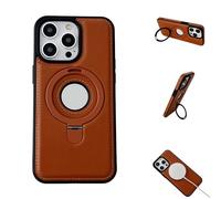 Yeluptu Luxurious Leather Invisible Stand for iPhone Case, with Magnetic Invisible Ring Stand, Luxury Leather Invisible Stand for iPhone Case (12Pro,Brown)