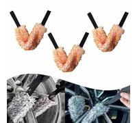 Yeluptu Microfiber Multi-Use Cleaning Tool, Crevice & Wheel Brush, Car Detailing, 3 Pack, Orange, Ultra-Fine Fibers