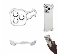 Yeluptu Special-Shaped Metal Corner Pad Anti-Fall Phone Case Suitable for iPhone Frameless, Lens Film Naked Frameless Slim Thin Bare Metal Feel, Suitable for iPhone 15 14 13 PRO Max (15,Silver)